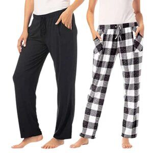 Lucky Brand Ladies' 4 piece PJ Set Nightwearce PJ Set (Black Plaid, X-Small)